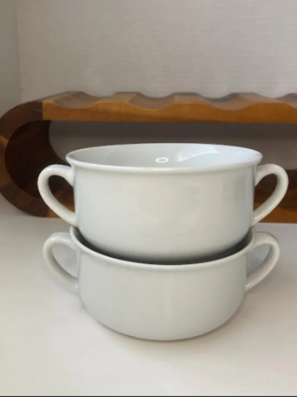 Williams Sonoma Everyday White Porcelain Double Handle Soup Bowls